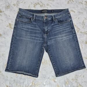 Lucky Brand The Bermuda Shorts Stretch Blue Denim Women 10/30 Roll Up Classic